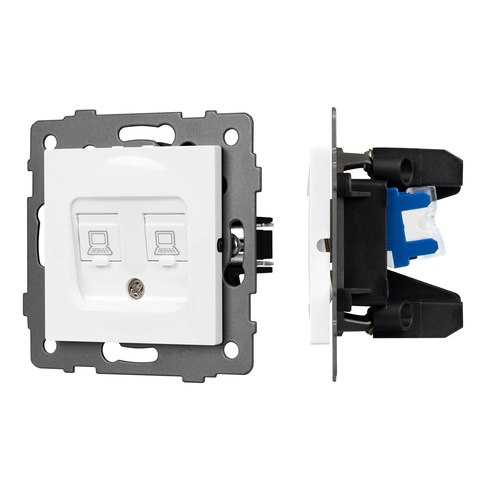 Механизм компьютерной розетки двойной SCT-MPC2-PL-WH-V (RJ-45, CAT6) (Arlight, -)