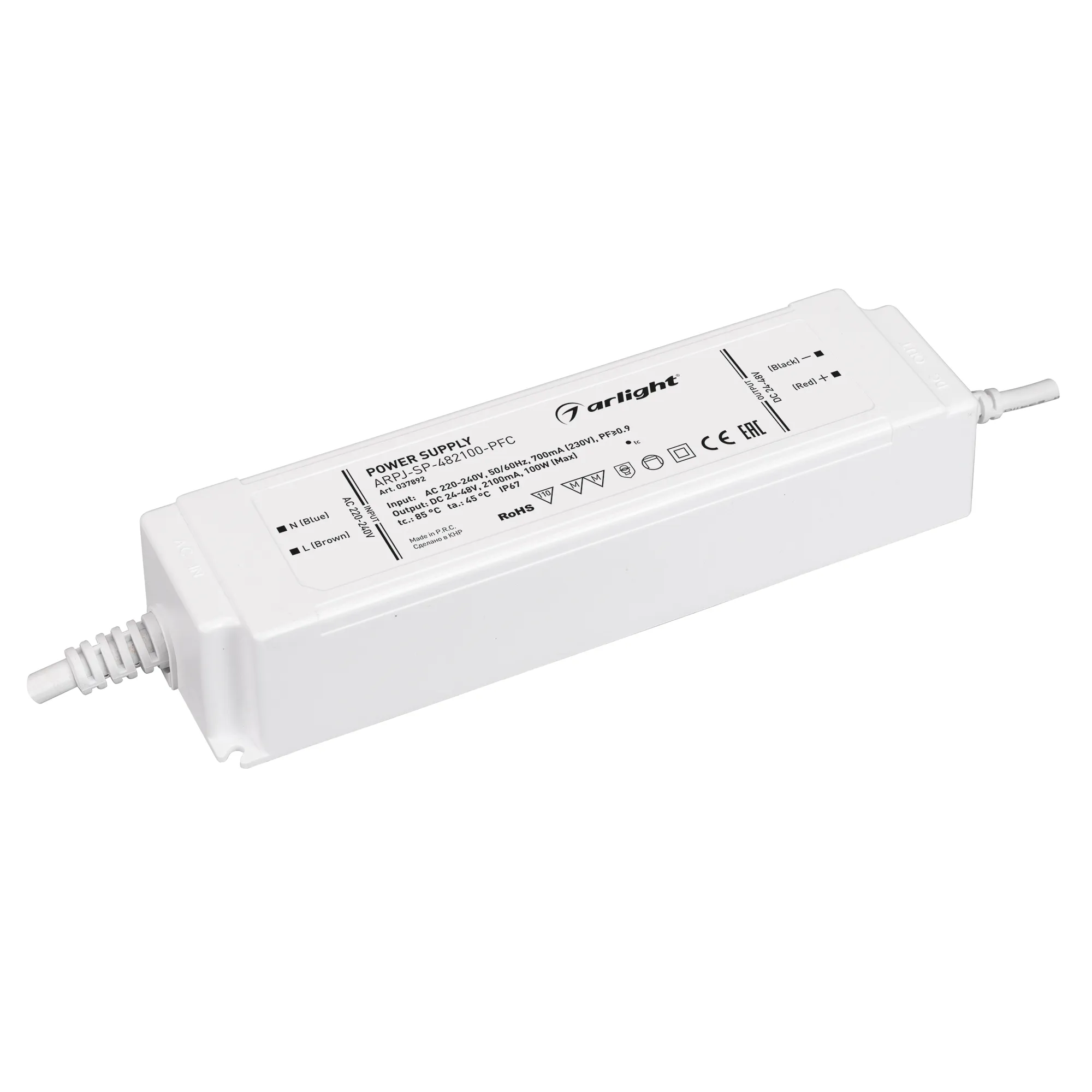 Блок питания ARPJ-SP-482100-PFC (100W, 24-48V, 2.1A) (Arlight, IP67 Пластик, 5 лет) - изображение товара