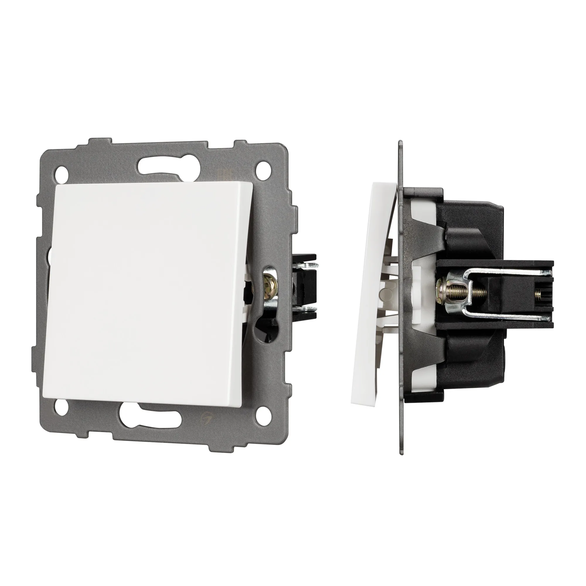 Механизм выключателя одноклавишный самовозвратный SWT-MKR1-PL-WH-V (250V, 10A) (Arlight, -)