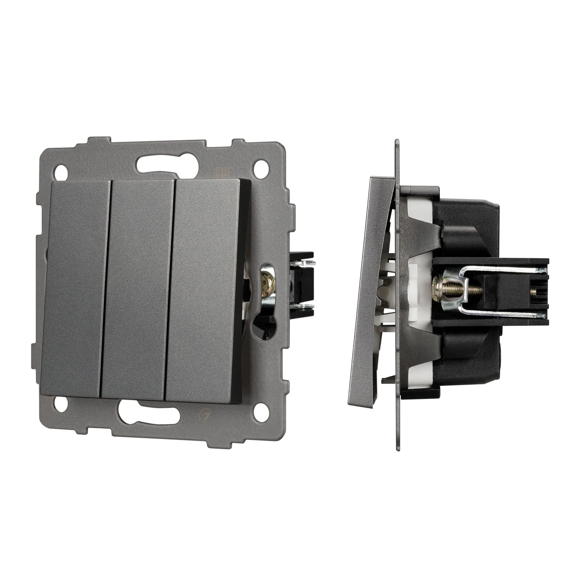 Механизм выключателя трехклавишный непроходной SWT-MK03-PL-GR-V (250V, 10A) (Arlight, -)