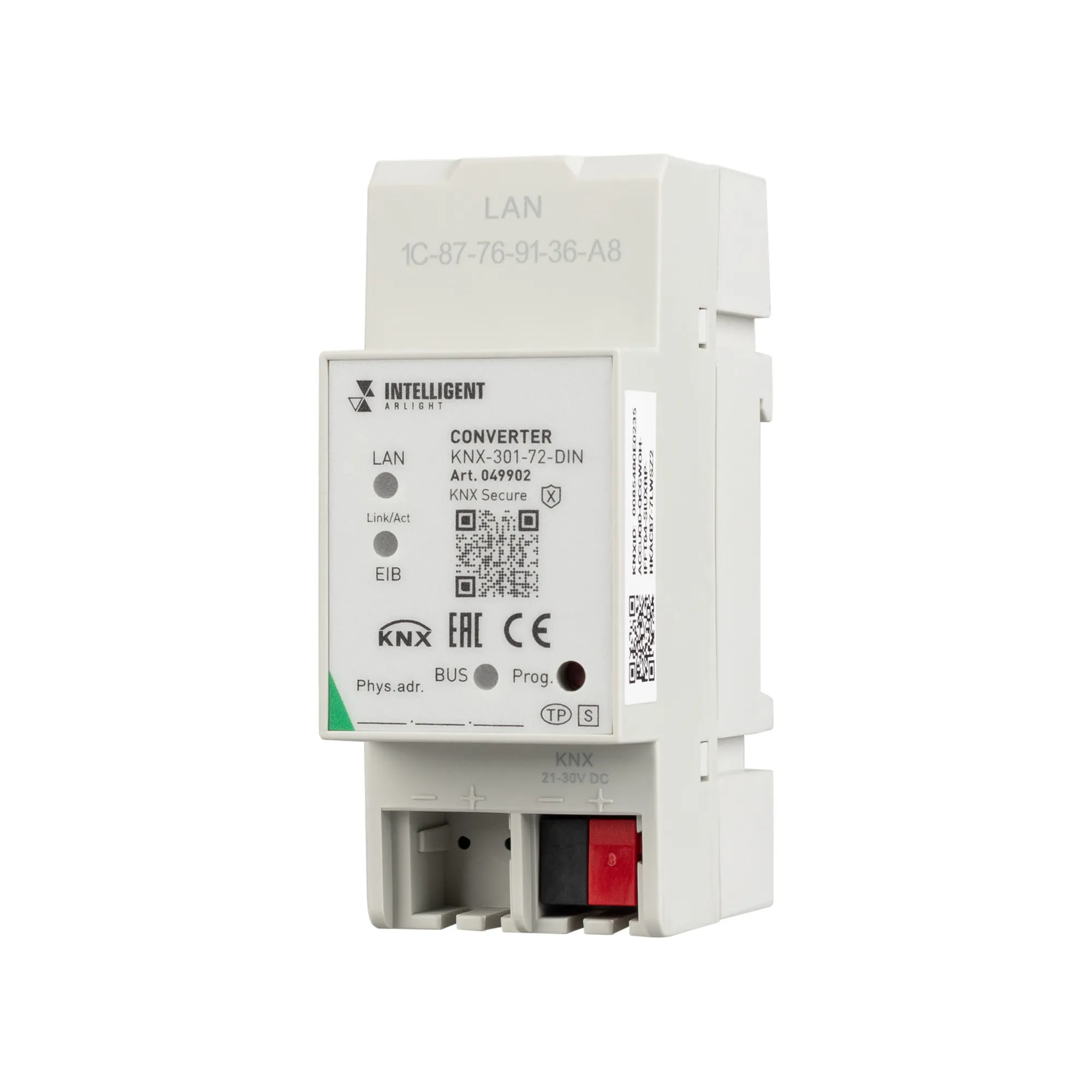 INTELLIGENT ARLIGHT Конвертер KNX-301-72-DIN Grey (BUS, RJ-45, KNX-IP) (IARL, IP20 Пластик, 2 года) - изображение товара