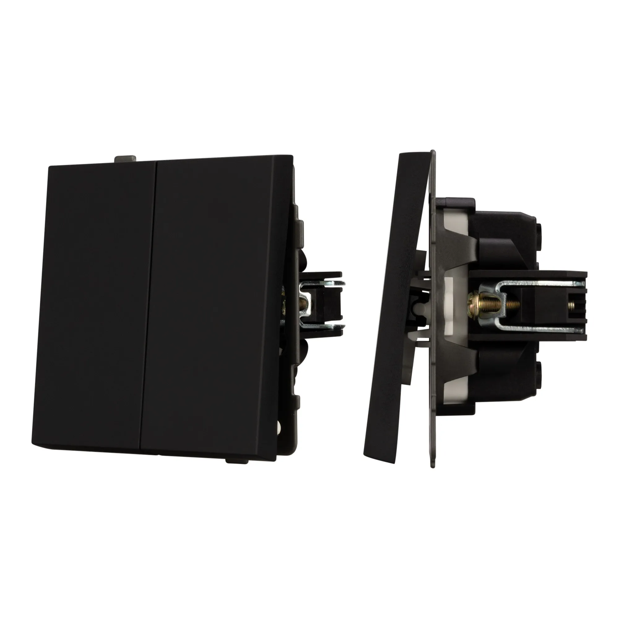 Механизм выключателя двухклавишный проходной SWT-TENDO-MKP2-SFPL-BK (230V, 10A) (Arlight, -) - изображение товара